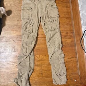 Rockstar Original Distressed stacked jeans in Khaki